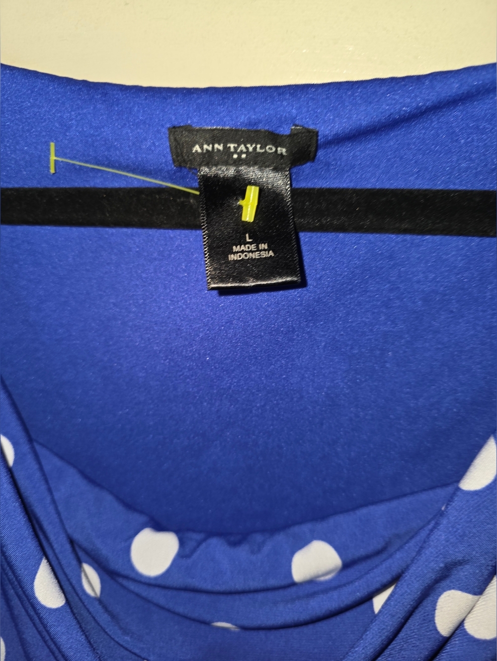 Ann Taylor Royal Blue & White Polka Dot Cowl Neck Midi Dress - Picture 5 of 9
